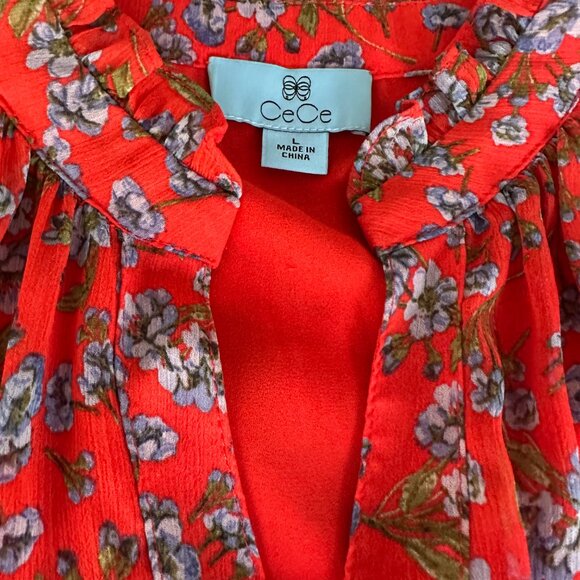 CeCe Tired Chiffon Babydoll Dress - Size L - Picture 3 of 6